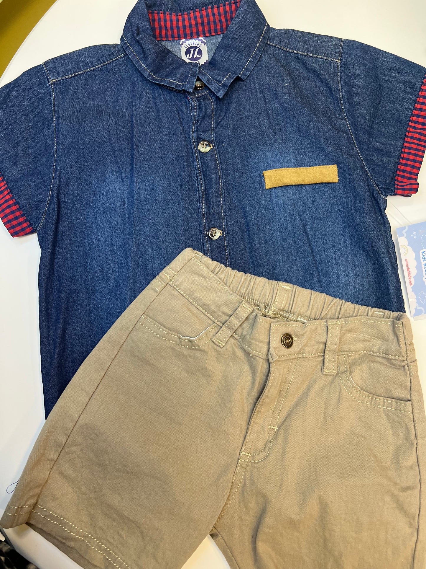 Conjunto 2 piezas Camisa Mezclilla.