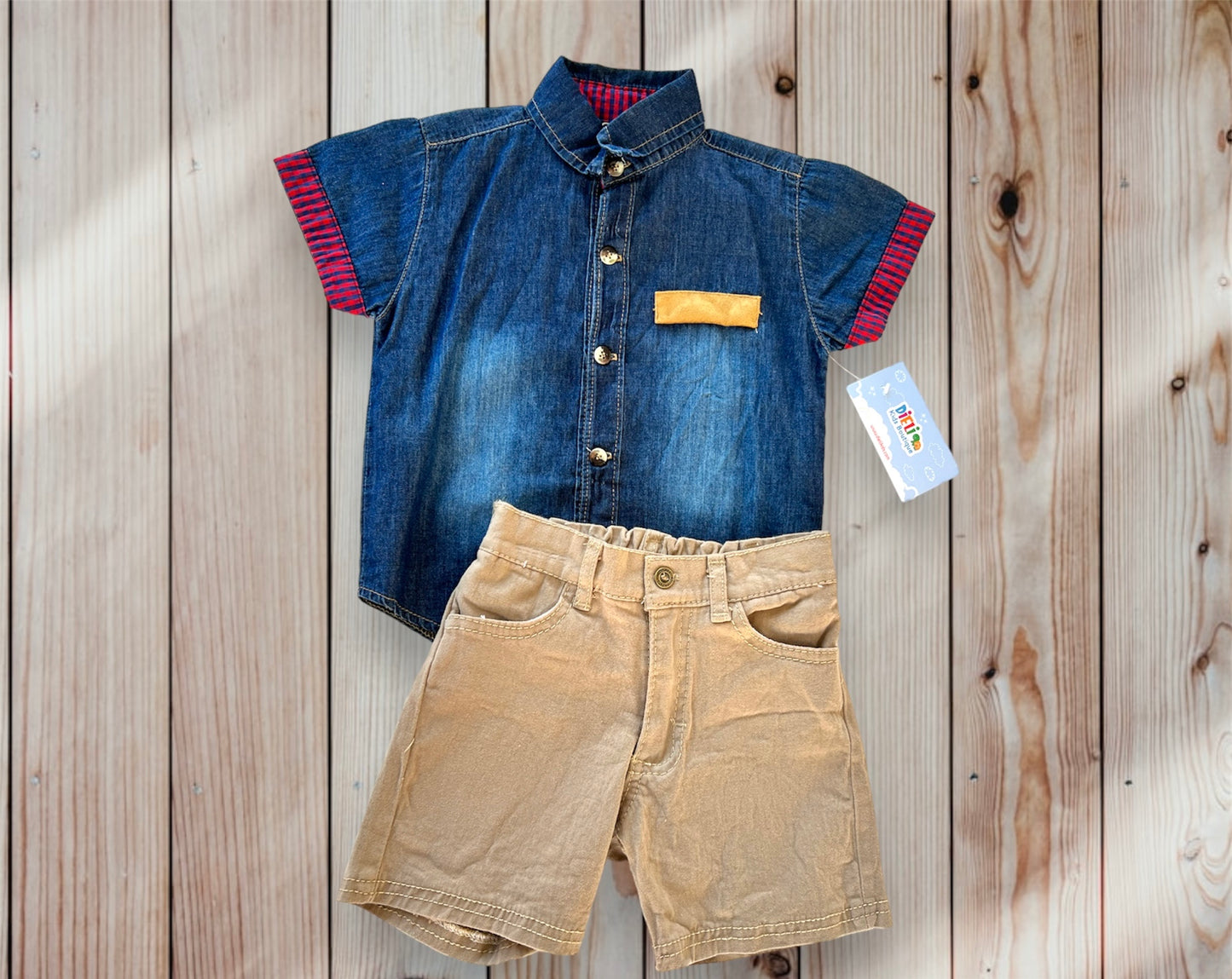 Conjunto 2 piezas Camisa Mezclilla.
