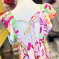 Vestido Floral Manga Olan con Escote en Espalda